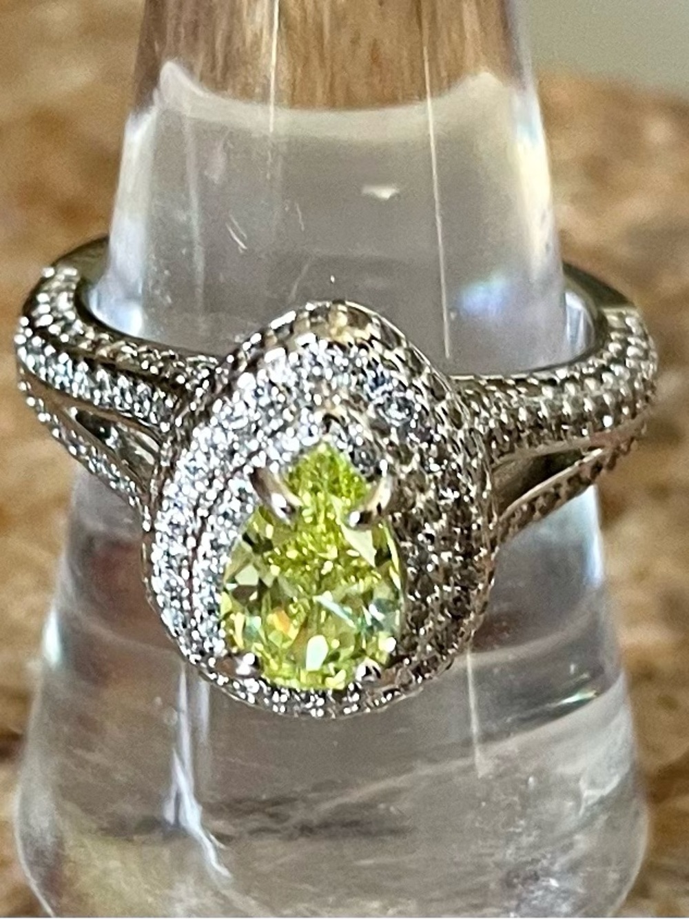 Bomb Party Retro RBP2426 Cruise Ship Ring Peridot on Rhodium HTF